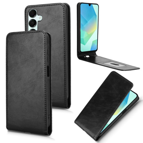 Samsung Galaxy A16 5G Magnetic Vertical Flip Leather Phone Case - Black
