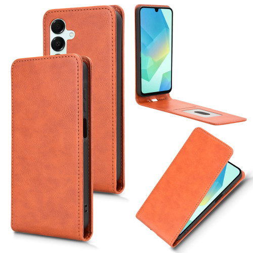 Samsung Galaxy A16 5G Magnetic Vertical Flip Leather Phone Case - Brown