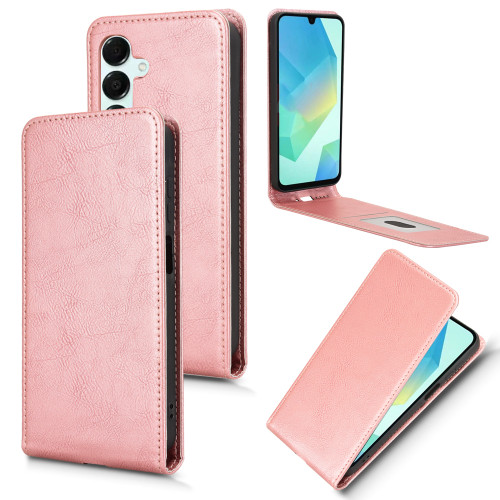 Samsung Galaxy A16 5G Magnetic Vertical Flip Leather Phone Case - Rose Gold