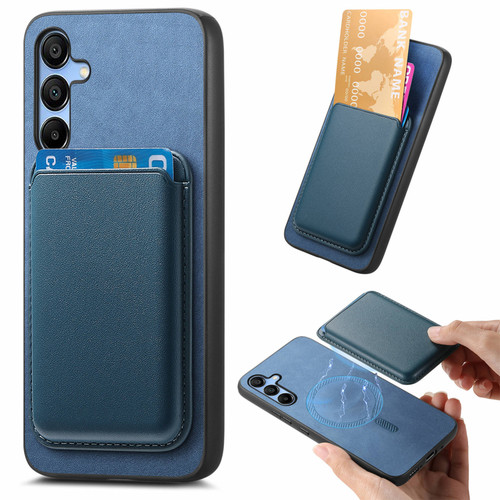 Samsung Galaxy A16 5G Retro Magsafe Card Bag PU Back Cover Phone Case - Blue