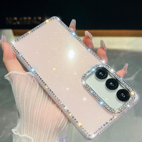 Samsung Galaxy A16 5G Rhinestone Glitter TPU 4-corners Anti-fall Phone Case - Light Pink