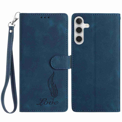 Samsung Galaxy A16 5G Skin Feel Embossed Feather Leather Phone Case - Dark Blue