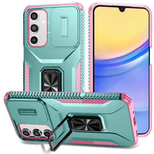Samsung Galaxy A16 5G Sliding Camshield Holder Phone Case - Grey Green + Pink