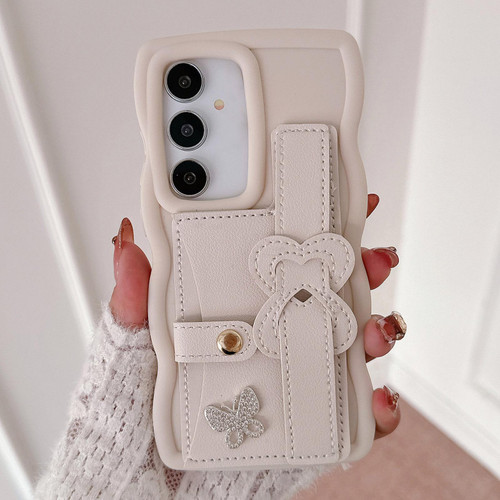 Samsung Galaxy A16 5G Wristband Leather Love Holder Card Bag Phone Case - White