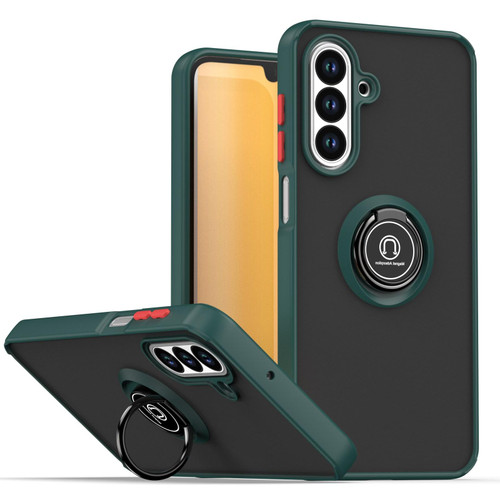 Samsung Galaxy A26 5G Q Shadow 1 Series TPU + PC Phone Case with Ring - Dark Green Samsung Galaxy A26 5G Q Shadow 1 Series TPU + PC Phone Case with Ring - Dark Green