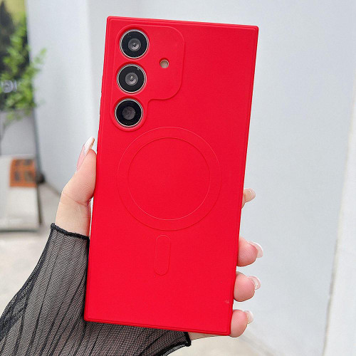 Samsung Galaxy A26 5G Solid Color Liquid Silicone MagSafe Magnetic Phone Case - Red