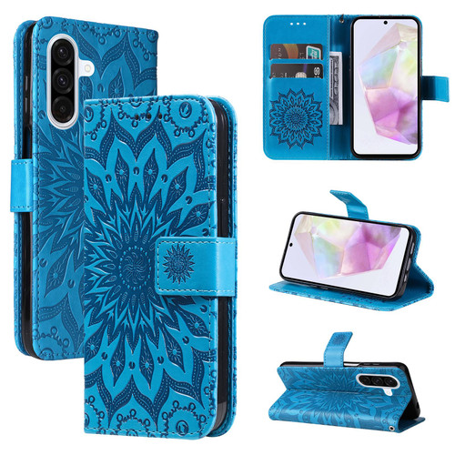 Samsung Galaxy A36 5G / A56 5G Embossed Sunflower Pattern Flip Leather Phone Case - Blue