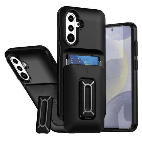 Samsung Galaxy A36 5G / A56 5G Sliding Card Holder Integrated Phone Case with Kickstand - Black