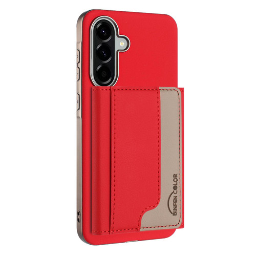 Samsung Galaxy A36 5G Colour Matching Horizontal Magnetic Card Bag RFID MagSafe Phone Case - Red