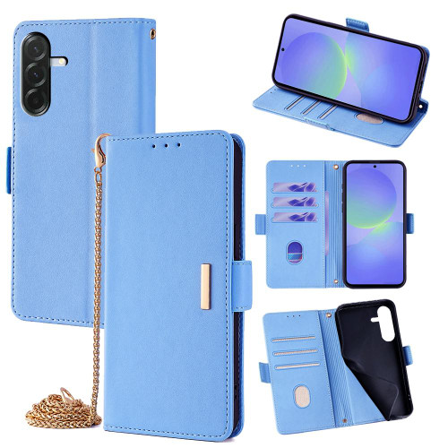 Samsung Galaxy A36 5G Crossbody Chain Leather Phone Case - Blue