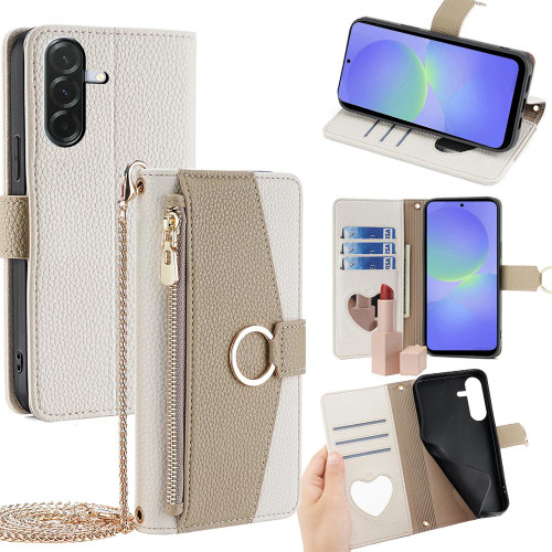 Samsung Galaxy A36 5G Crossbody Litchi Texture Leather Phone Case - White