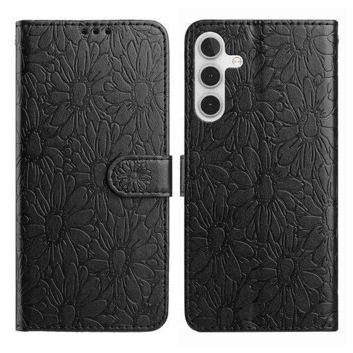 Samsung Galaxy A36 5G Daisy Embossed Leather Phone Case - Black