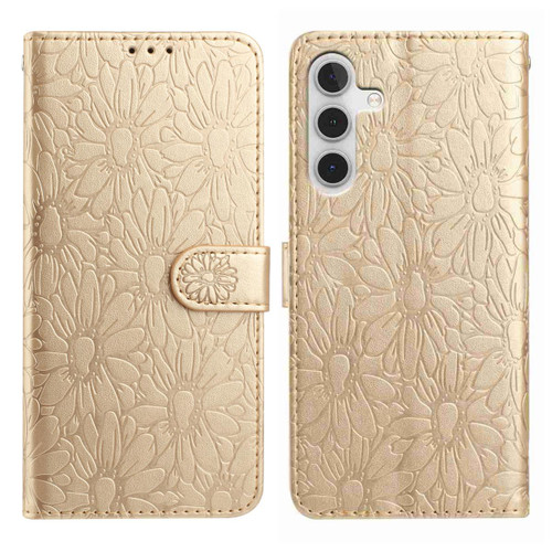 Samsung Galaxy A36 5G Daisy Embossed Leather Phone Case - Gold