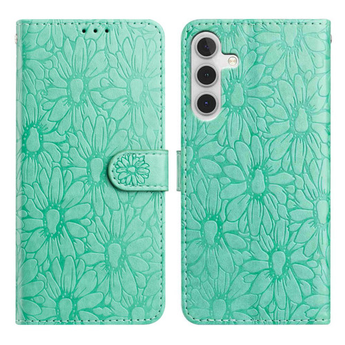 Samsung Galaxy A36 5G Daisy Embossed Leather Phone Case - Green