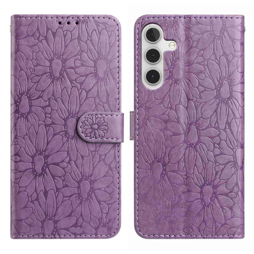 Samsung Galaxy A36 5G Daisy Embossed Leather Phone Case - Light Purple