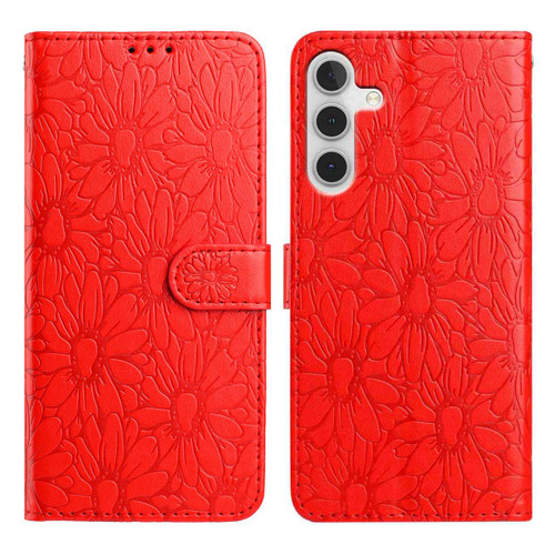 Samsung Galaxy A36 5G Daisy Embossed Leather Phone Case - Red