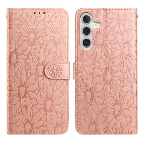Samsung Galaxy A36 5G Daisy Embossed Leather Phone Case - Rose Gold