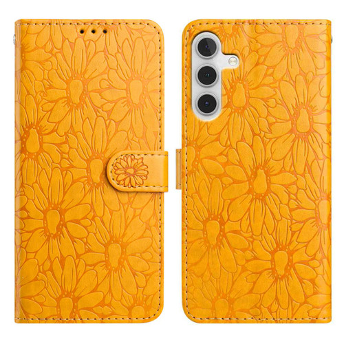 Samsung Galaxy A36 5G Daisy Embossed Leather Phone Case - Yellow