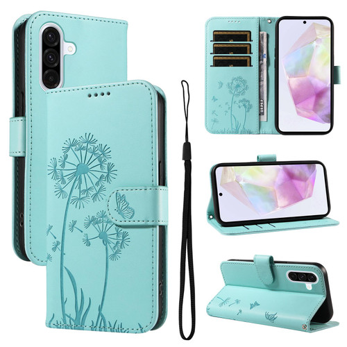 Samsung Galaxy A36 5G Dandelion Embossed Pattern Flip Leather Phone Case - Green
