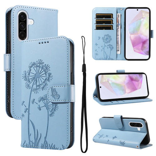 Samsung Galaxy A36 5G Dandelion Embossed Pattern Flip Leather Phone Case - Sky Blue