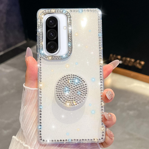 Samsung Galaxy A36 5G Diamond Glitter Diamond Round Holder Phone Case - White