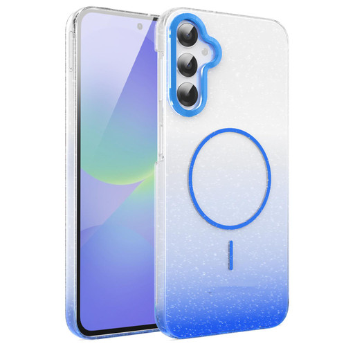 Samsung Galaxy A36 5G Gold Diamond Glitter Gradient MagSafe Shockproof Phone Case - Blue