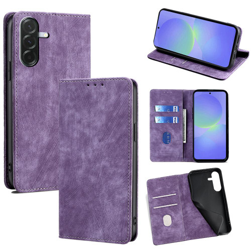 Samsung Galaxy A36 5G RFID Anti-theft Brush Magnetic Leather Phone Case - Purple