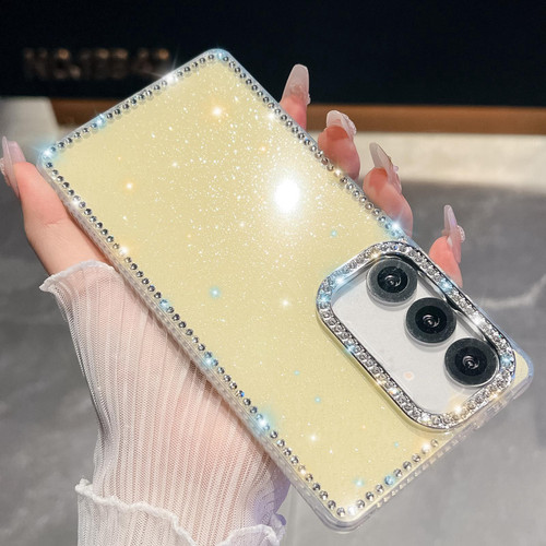Samsung Galaxy A36 5G Rhinestone Glitter TPU 4-corners Anti-fall Phone Case - Light Yellow