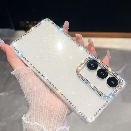 Samsung Galaxy A36 5G Rhinestone Glitter TPU 4-corners Anti-fall Phone Case - White