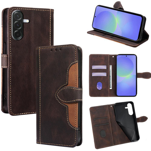 Samsung Galaxy A36 5G Skin Feel Magnetic Buckle Leather Phone Case - Brown