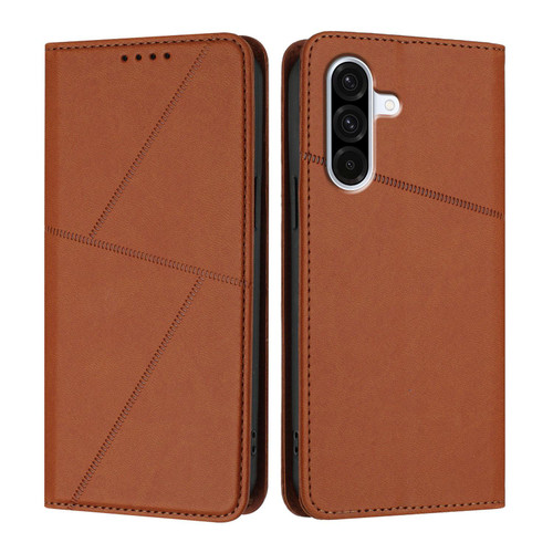 Samsung Galaxy A36 5G Strong Magnetic Frosted Flip Leather Phone Case - Coffee Color