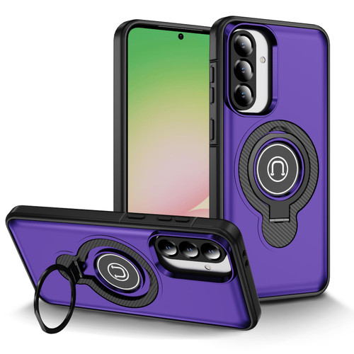 Samsung Galaxy A36 5G TPU Hybrid PC Magnetic Holder Phone Case - Dark Purple