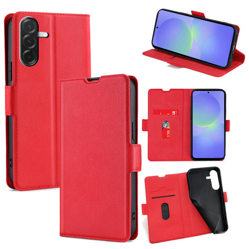 Samsung Galaxy A36 5G Ultra-thin Voltage Side Buckle Horizontal Flip Leather Phone Case - Red