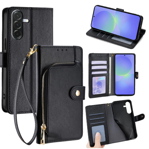 Samsung Galaxy A36 5G Zipper Bag Leather Phone Case - Black Samsung Galaxy A36 5G Zipper Bag Leather Phone Case - Black