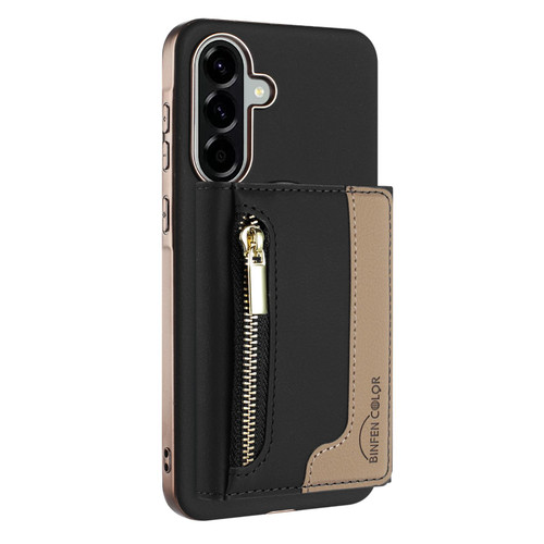 Samsung Galaxy A36 5G Zipper Horizontal Magnetic Card Bag RFID MagSafe Phone Case - Black