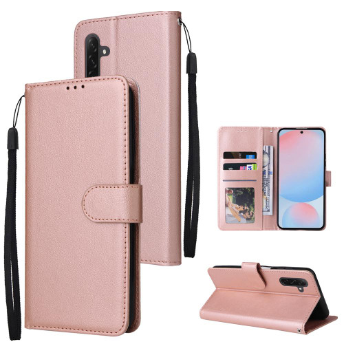 Samsung Galaxy A56 5G 3-Card Slots Multifunctional Leather Phone Case - Rose Gold