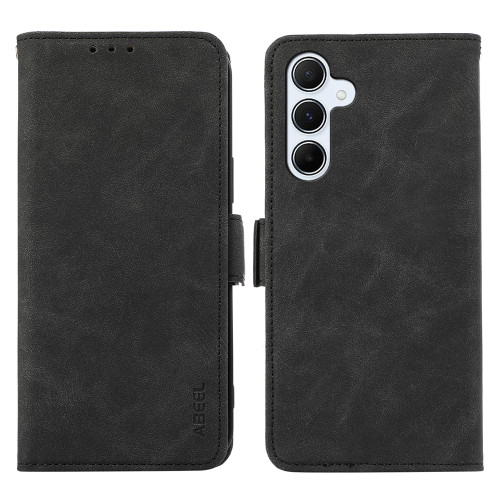 Samsung Galaxy A56 5G ABEEL Frosted Magnetic RFID Leather Phone Case - Black