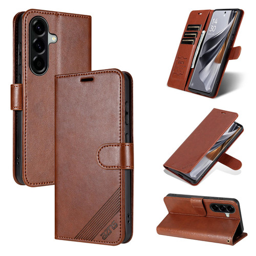 Samsung Galaxy A56 5G AZNS Sheepskin Texture Flip Leather Phone Case - Brown