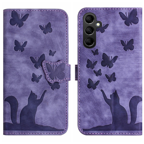 Samsung Galaxy A56 5G Butterfly Cat Embossing Flip Leather Phone Case - Purple Samsung Galaxy A56 5G Butterfly Cat Embossing Flip Leather Phone Case - Purple