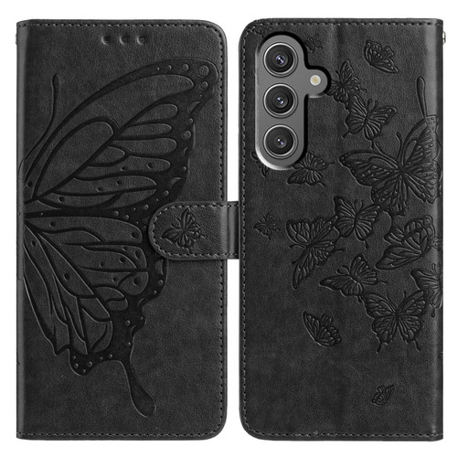 Samsung Galaxy A56 5G Butterfly Flutter Pattern Embossed Leather Phone Case - Black Samsung Galaxy A56 5G Butterfly Flutter Pattern Embossed Leather Phone Case - Black