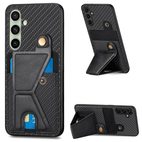 Samsung Galaxy A56 5G Carbon Fiber Wallet Flip Card K-shaped Holder Phone Case - Black Samsung Galaxy A56 5G Carbon Fiber Wallet Flip Card K-shaped Holder Phone Case - Black