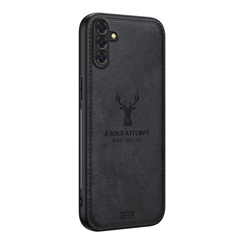 Samsung Galaxy A56 5G Deer Head Cloth Skin All-inclusive Phone Case - Black