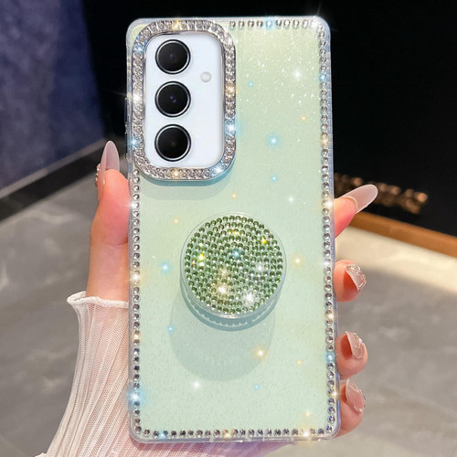 Samsung Galaxy A56 5G Diamond Glitter Diamond Round Holder Phone Case - Light Green