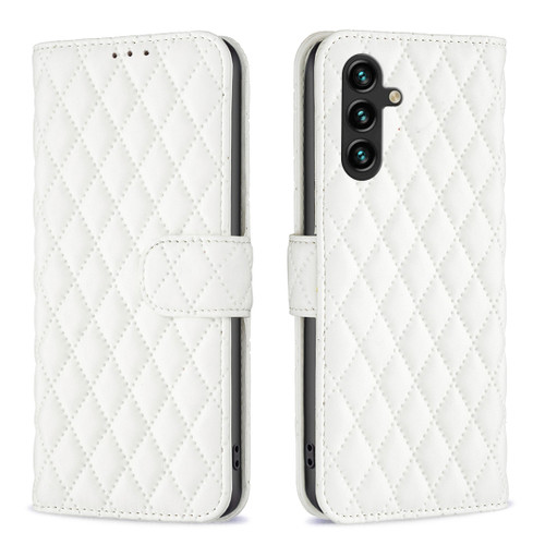 Samsung Galaxy A56 5G Diamond Lattice Wallet Flip Leather Phone Case - White