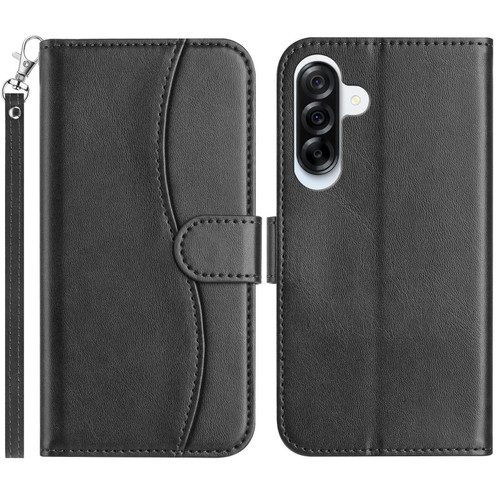 Samsung Galaxy A56 5G Dual-Folded S-shape Leather Phone Case - Black Samsung Galaxy A56 5G Dual-Folded S-shape Leather Phone Case - Black