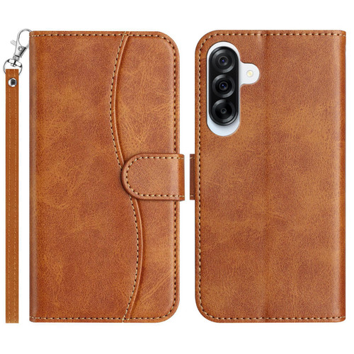 Samsung Galaxy A56 5G Dual-Folded S-shape Leather Phone Case - Brown