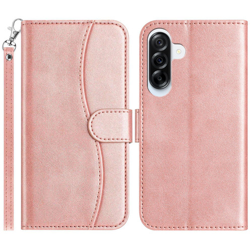Samsung Galaxy A56 5G Dual-Folded S-shape Leather Phone Case - Rose Gold Samsung Galaxy A56 5G Dual-Folded S-shape Leather Phone Case - Rose Gold
