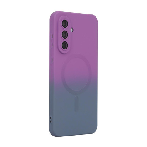 Samsung Galaxy A56 5G ENKAY Hat-Prince MagSafe Rainbow Gradient Silicone Phone Case with Lens Film - Purple Blue