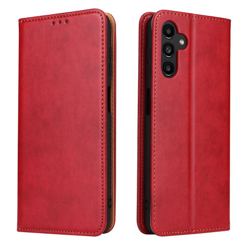 Samsung Galaxy A56 5G Fierre Shann PU Genuine Leather Texture Phone Case - Red