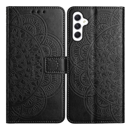Samsung Galaxy A56 5G Flower Embossed Leather Phone Case - Black